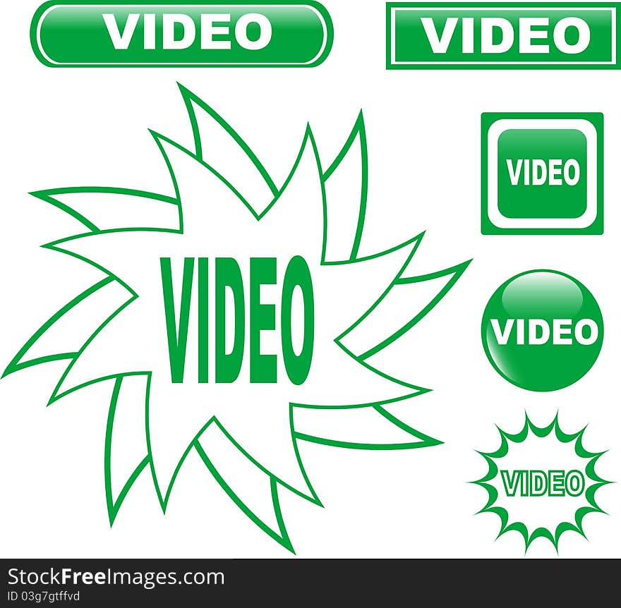 Button VIDEO Glossy Web Icons Set