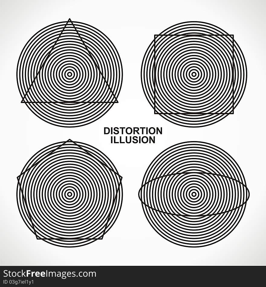 Illusion of distortion under the influence of geometric shapes of circles. Illusion of distortion under the influence of geometric shapes of circles