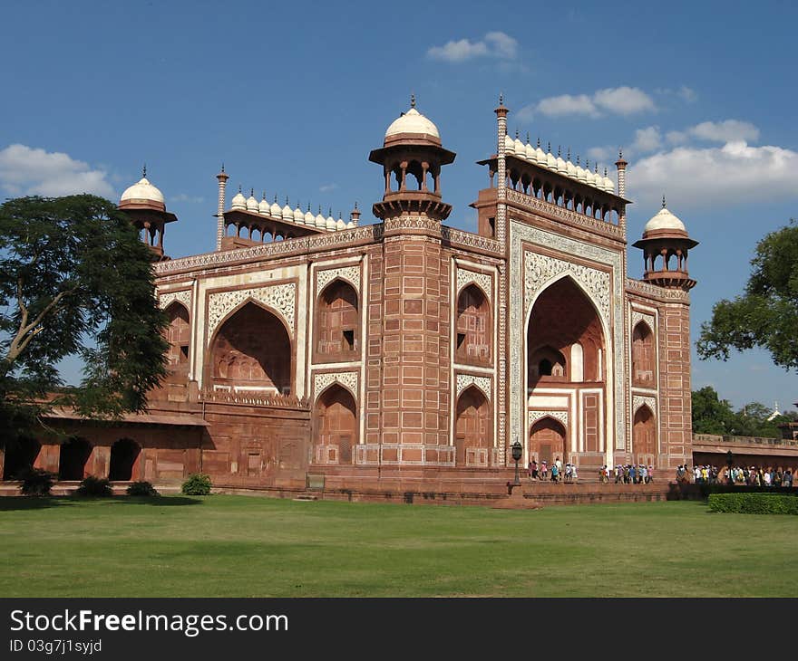 Gate in front of the Taj Mahal in Agra, Uttar Pradesh, India. Gate in front of the Taj Mahal in Agra, Uttar Pradesh, India