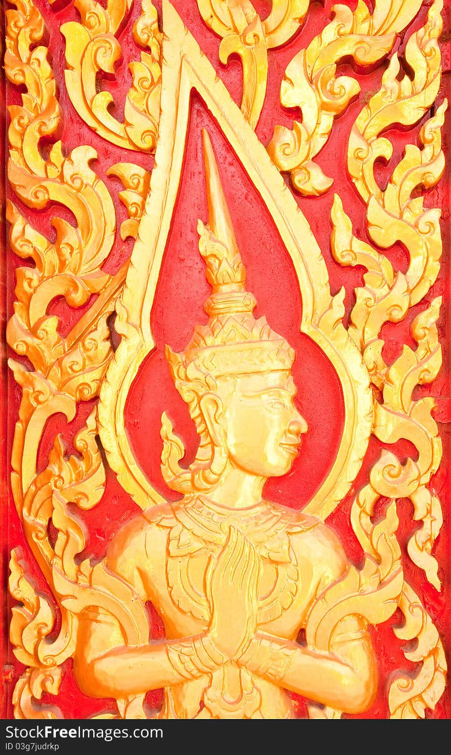 Golden Wood Carving traditional Thai Style