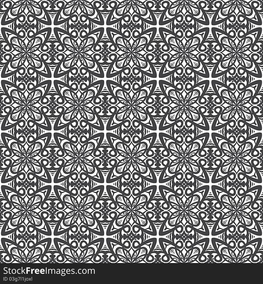 Seamless Damask pattern. | Clip art illustration.