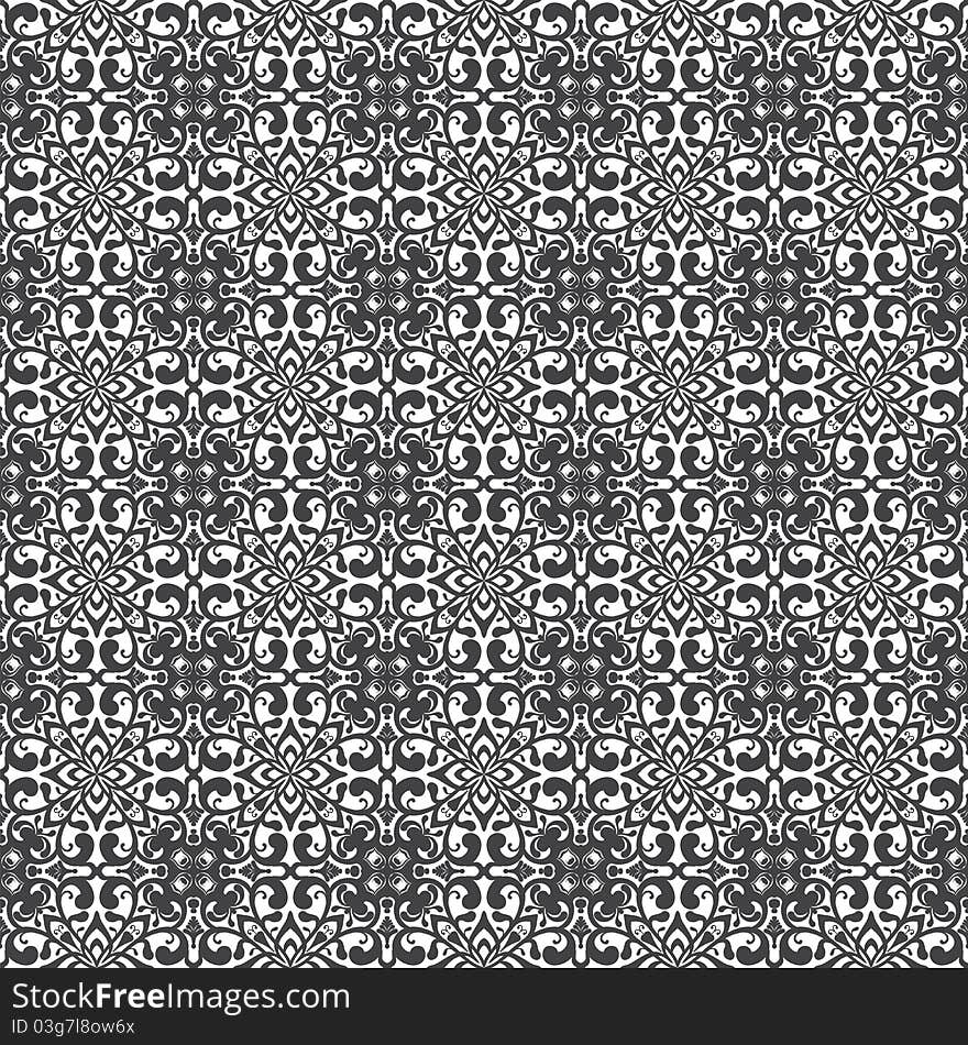 Seamless Damask pattern. | Clip art illustration.