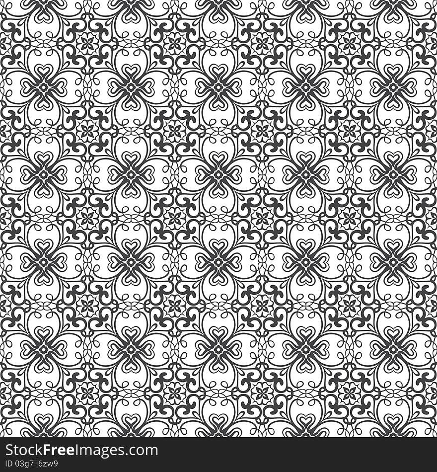 Seamless Damask pattern. | Clip art illustration.