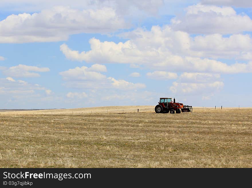 Tractor in Wyoming Field