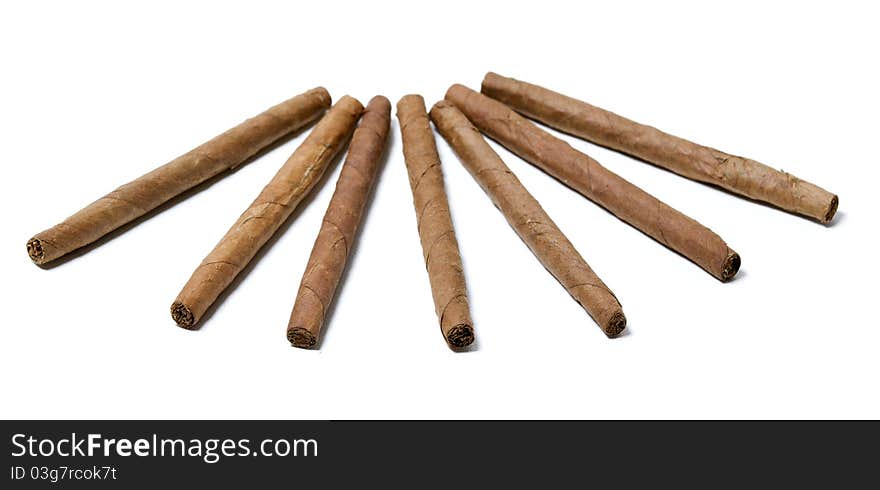 Cigars on white background cut out