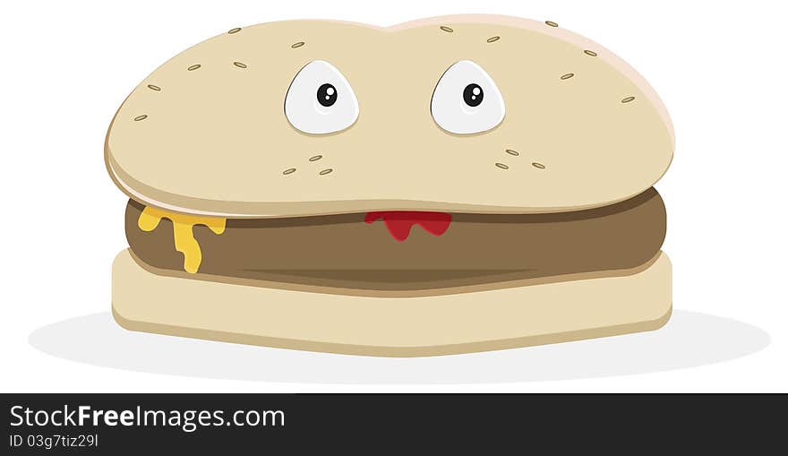 Vector drawing of a hamburger. Ai file format. No gradients used. Vector drawing of a hamburger. Ai file format. No gradients used.