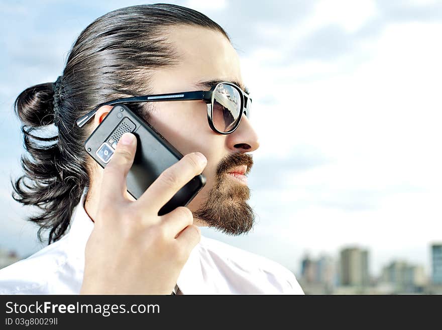 Businessman talking on the phone