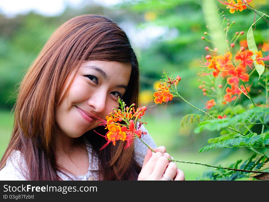 Womem and flower