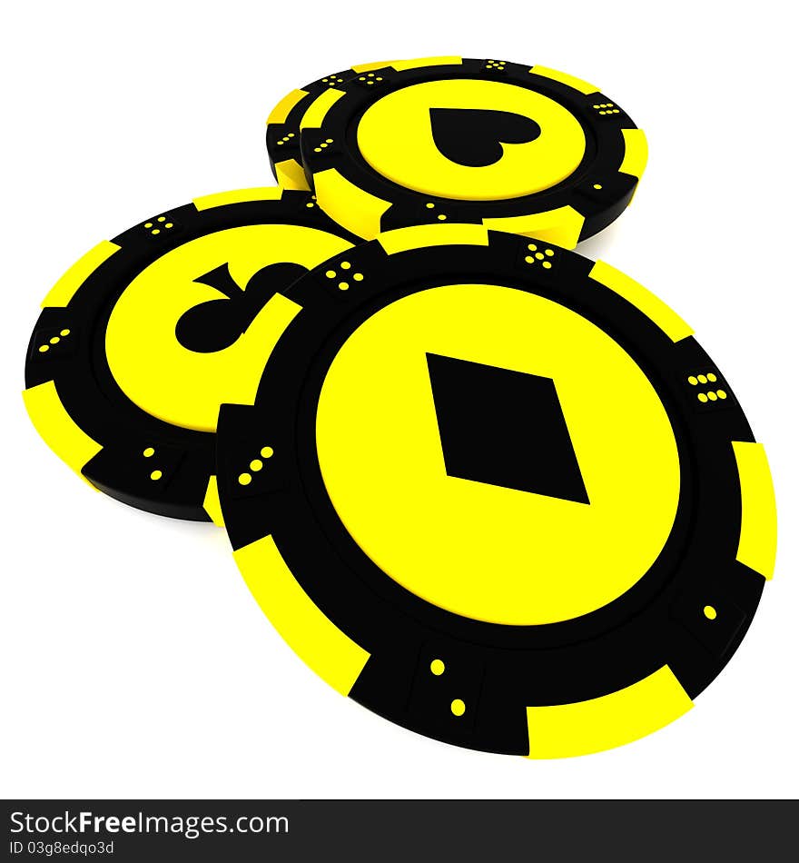 Colorful casino chips isolated over white background. Colorful casino chips isolated over white background