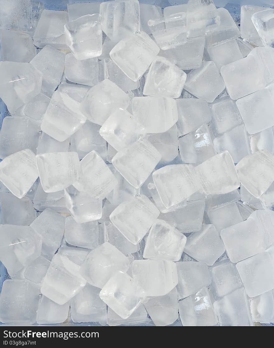 Background of blue ice cubes