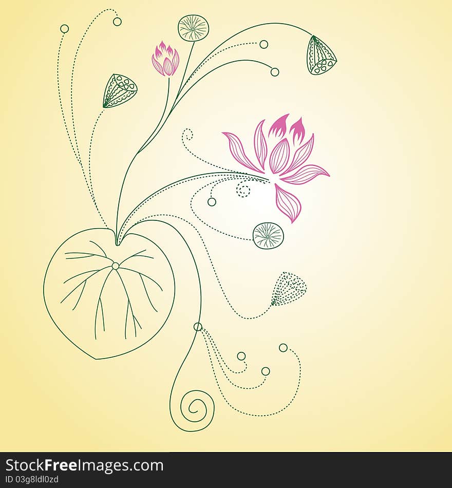 Background of cartoon lotus flower pattern. Background of cartoon lotus flower pattern