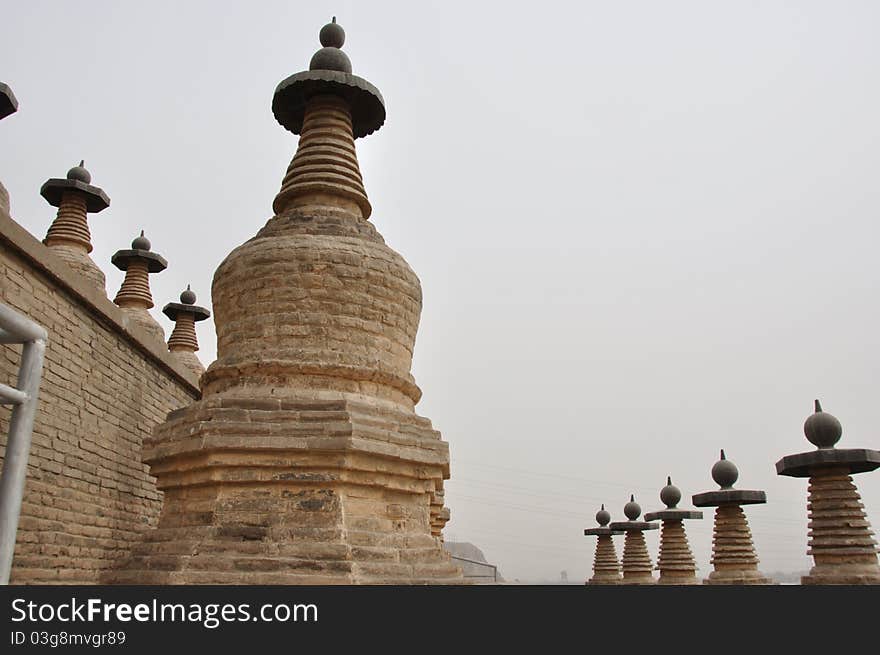 It is the famous 108 Pagoda beside qingtong gorge, ningxia province, china.