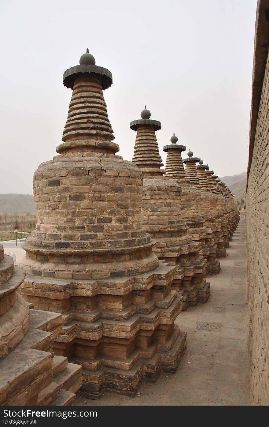 It is the famous 108 Pagoda beside qingtong gorge, ningxia province, china. It is the famous 108 Pagoda beside qingtong gorge, ningxia province, china.