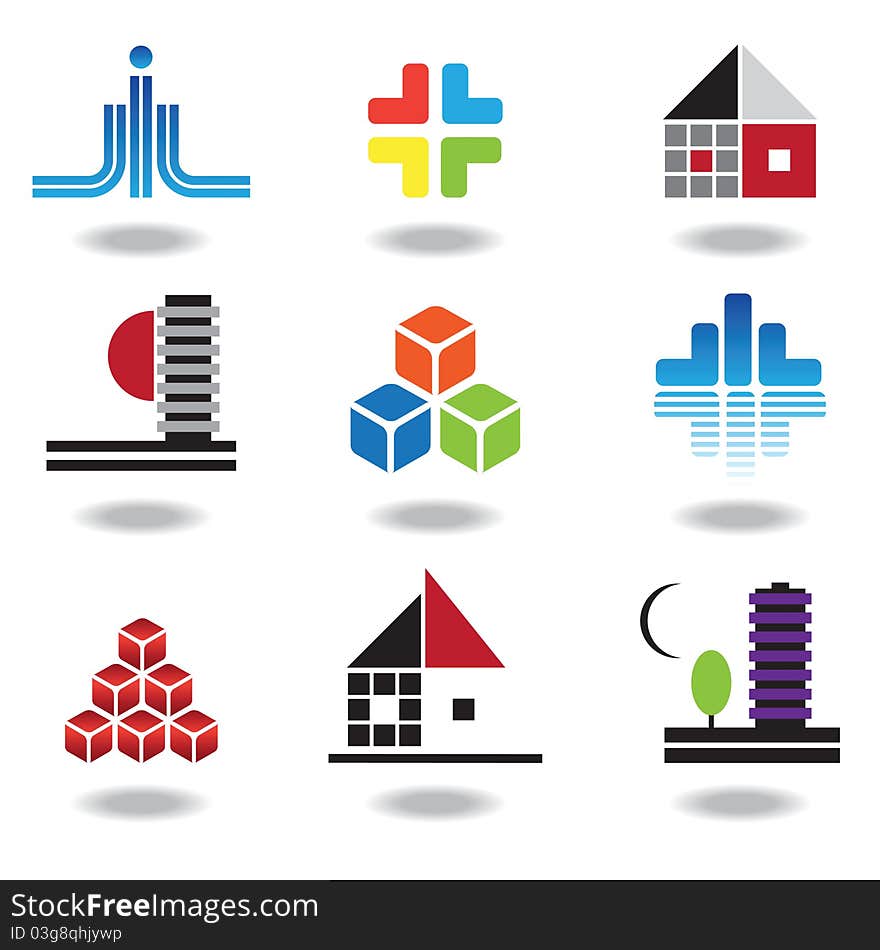 Set of characters on real estate and construction, design, geometric forms. Set of characters on real estate and construction, design, geometric forms.