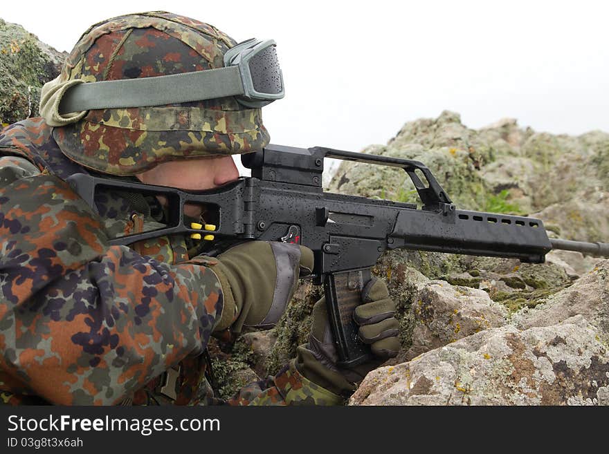 Soldier targeting with a rifle