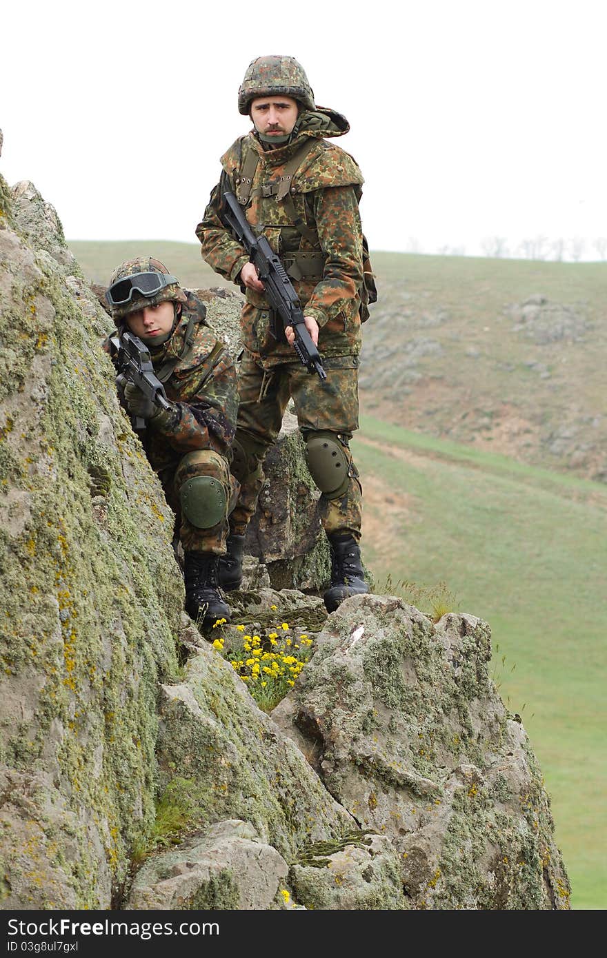 Soldiers on the rock