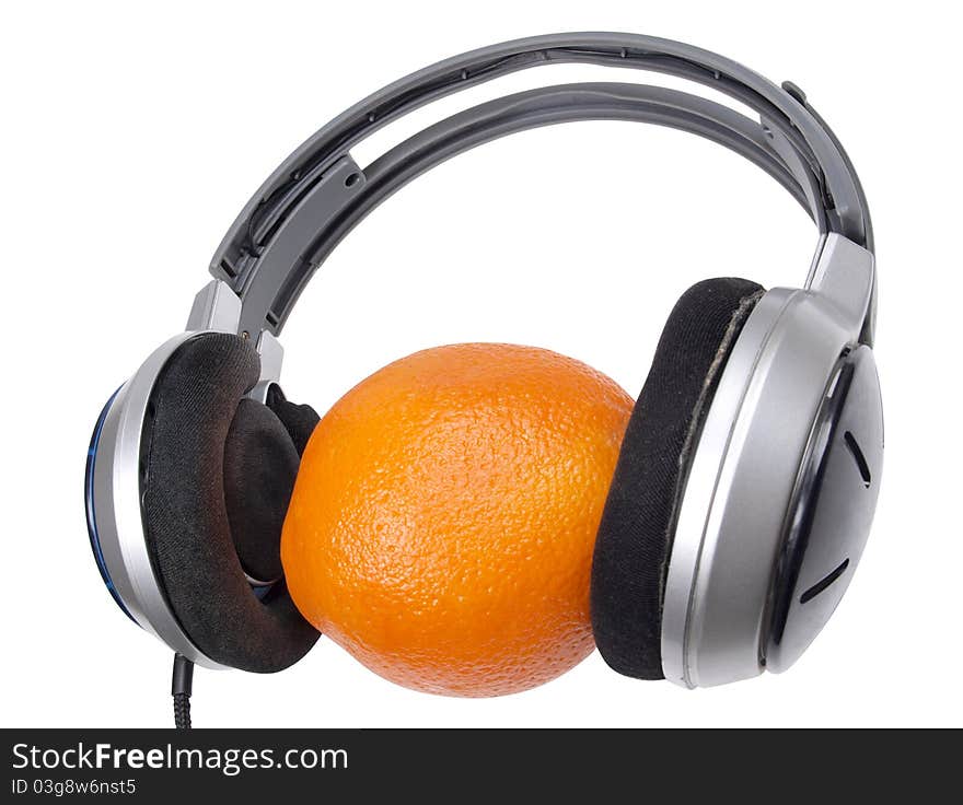 Headphones and orange