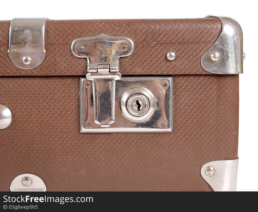 Color photo of an old suitcase on white background. Color photo of an old suitcase on white background