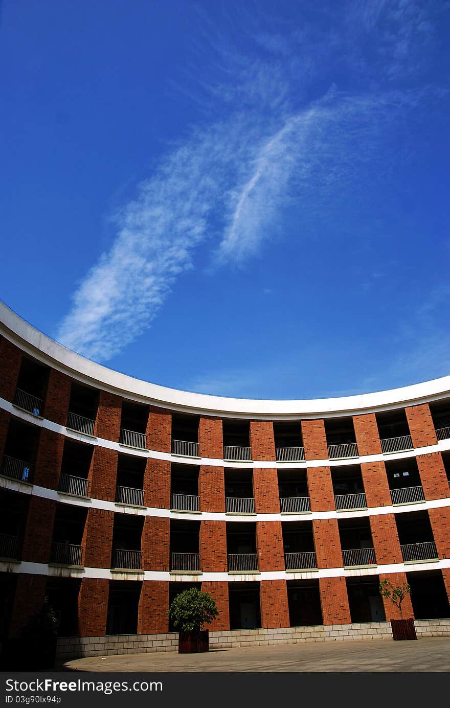 University building in the blue sky