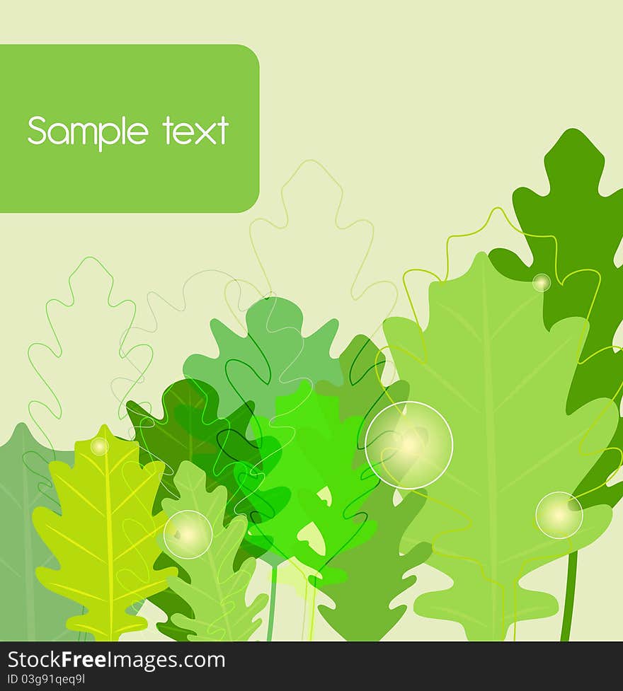 Green Vector seamless background with oak leafs. Green Vector seamless background with oak leafs