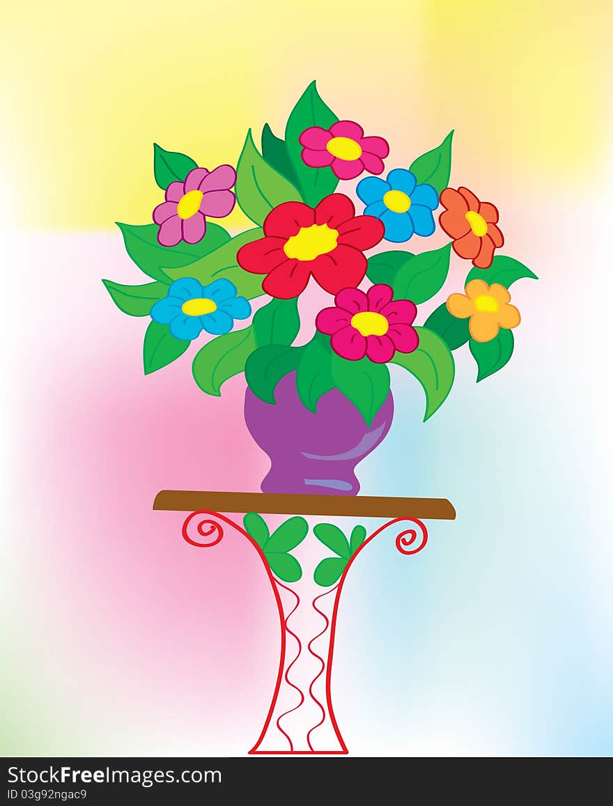 Background. A bouquet with colors in a vase