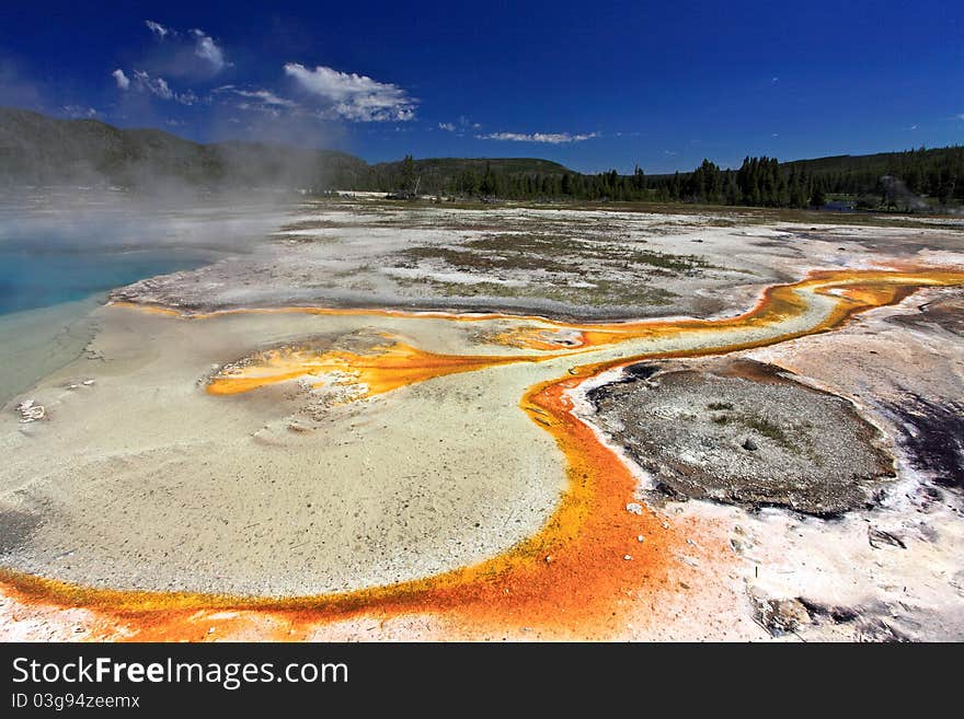 Biscuit Basin Spring Scenic Area in South Yellowstone National Park.