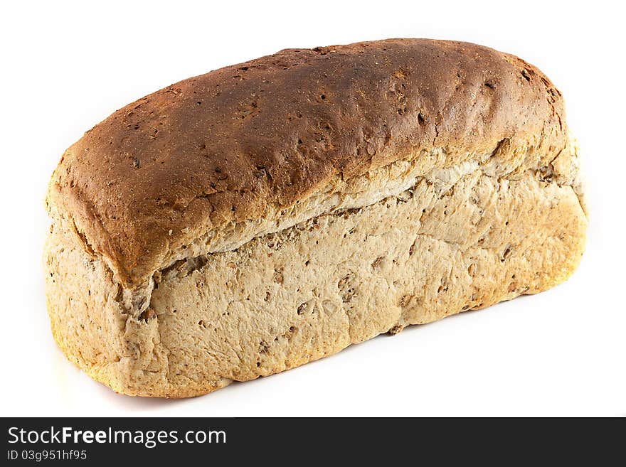 A granary loaf isolated on a white background.