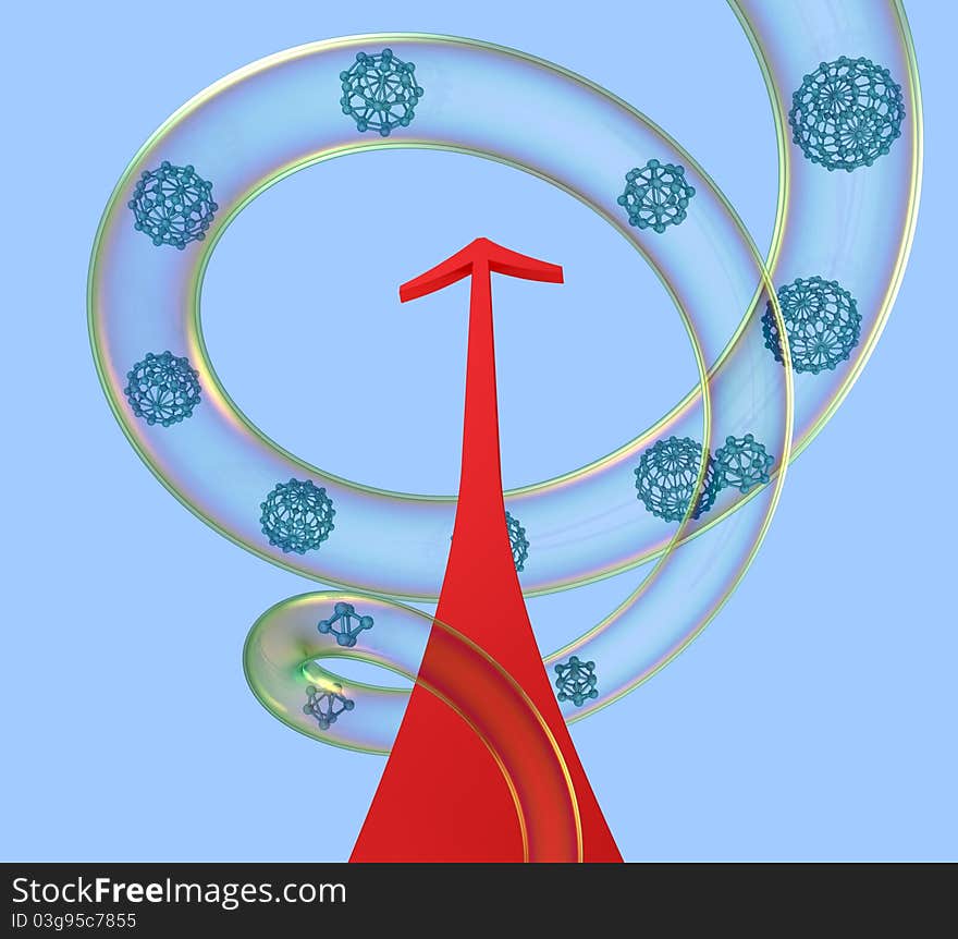 Development of a spiral. Abstract concept. 3d illustration.