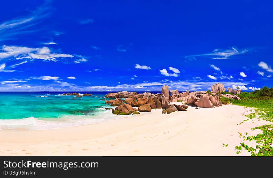 Tropical Beach At Seychelles