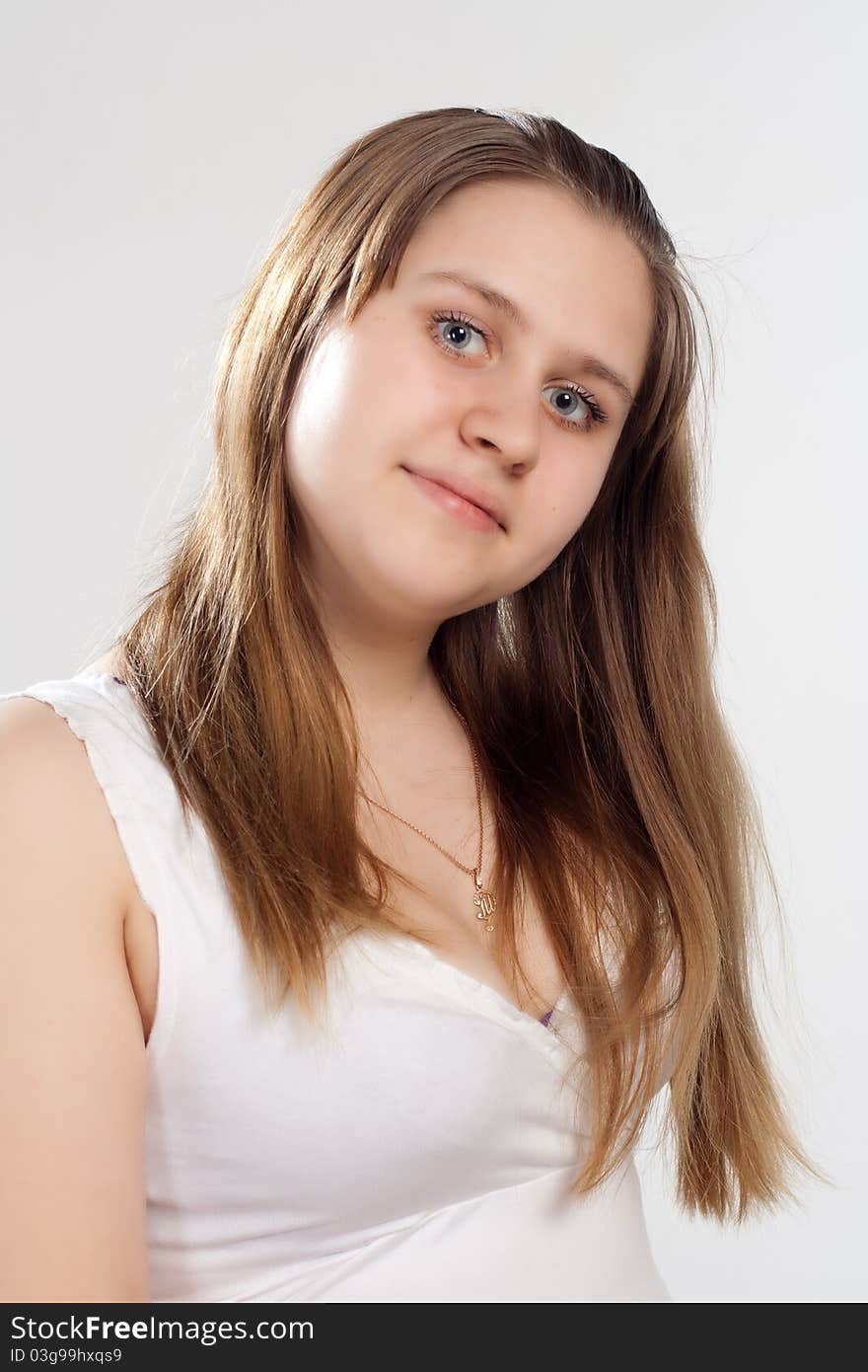 Woman looking at camera isolated close-up