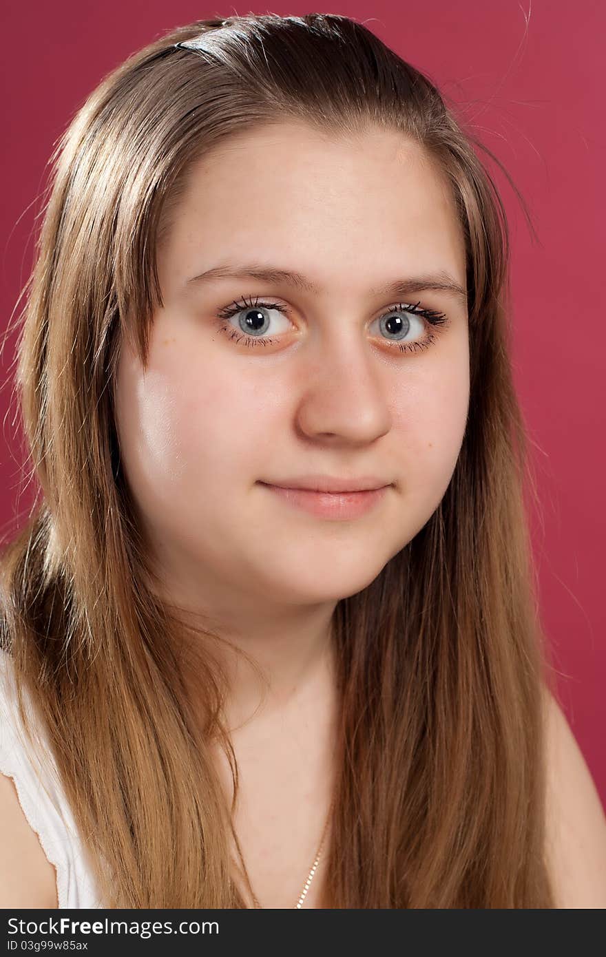 Woman looking at camera isolated close-up