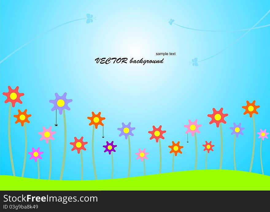 Vector illustration - abstract, modern background with flowers