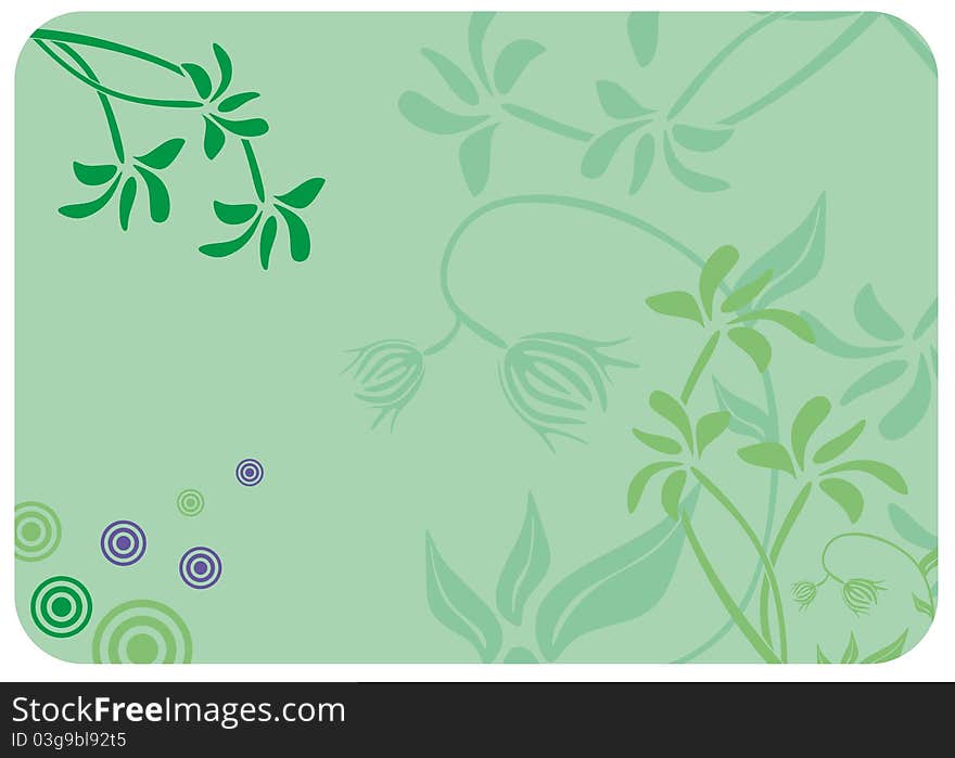 Decorative floral green background. Vector