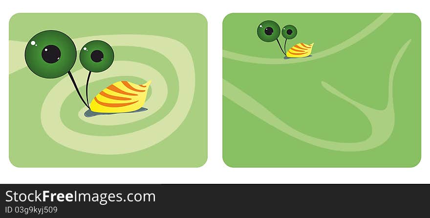 Vector illustration of snail sitting on leaves. Vector illustration of snail sitting on leaves