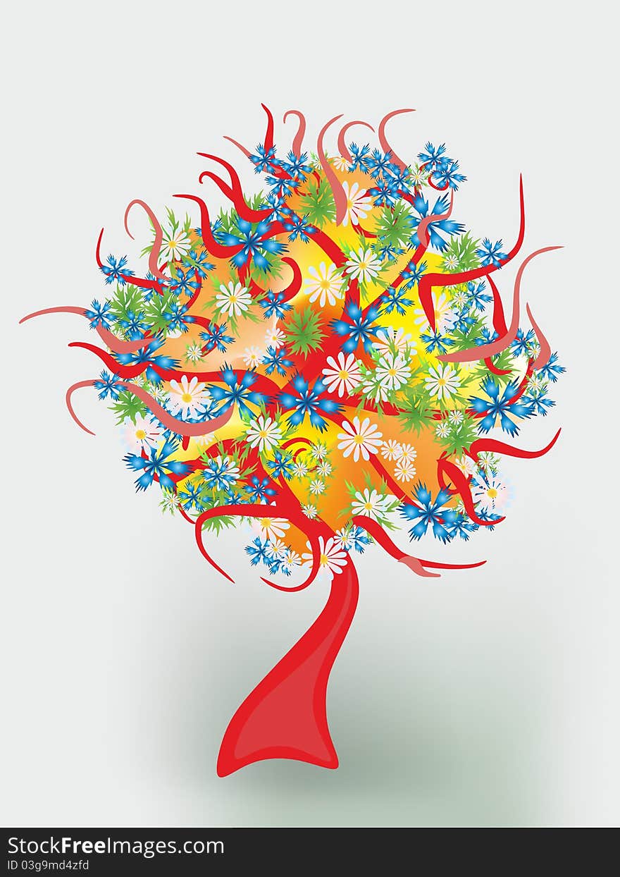 The floral illustration of fantastic tree. The floral illustration of fantastic tree.