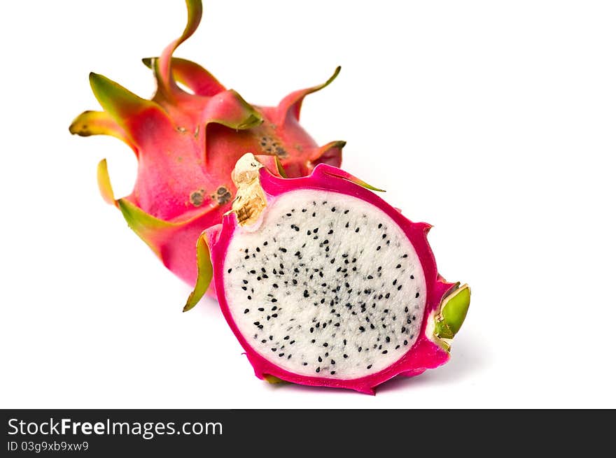 Fresh dragon fruit isolated on white background,phitsanulok