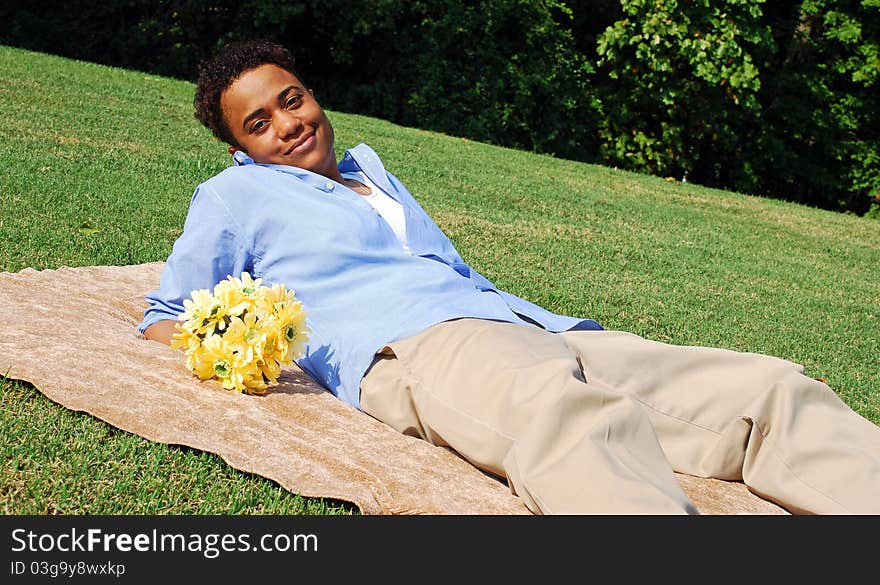 Woman with Yellow Flowers