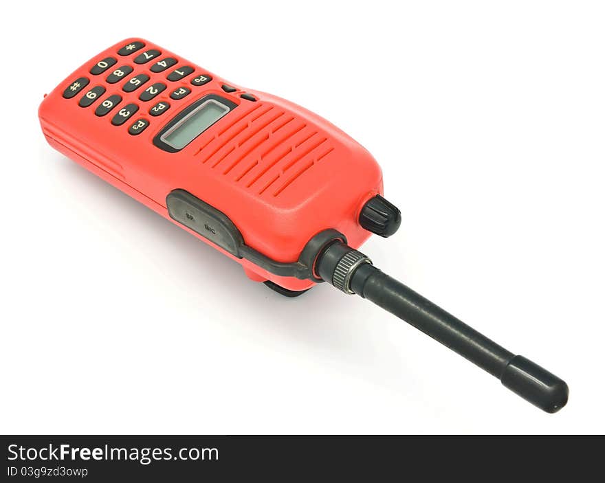 Red radio communication on white background