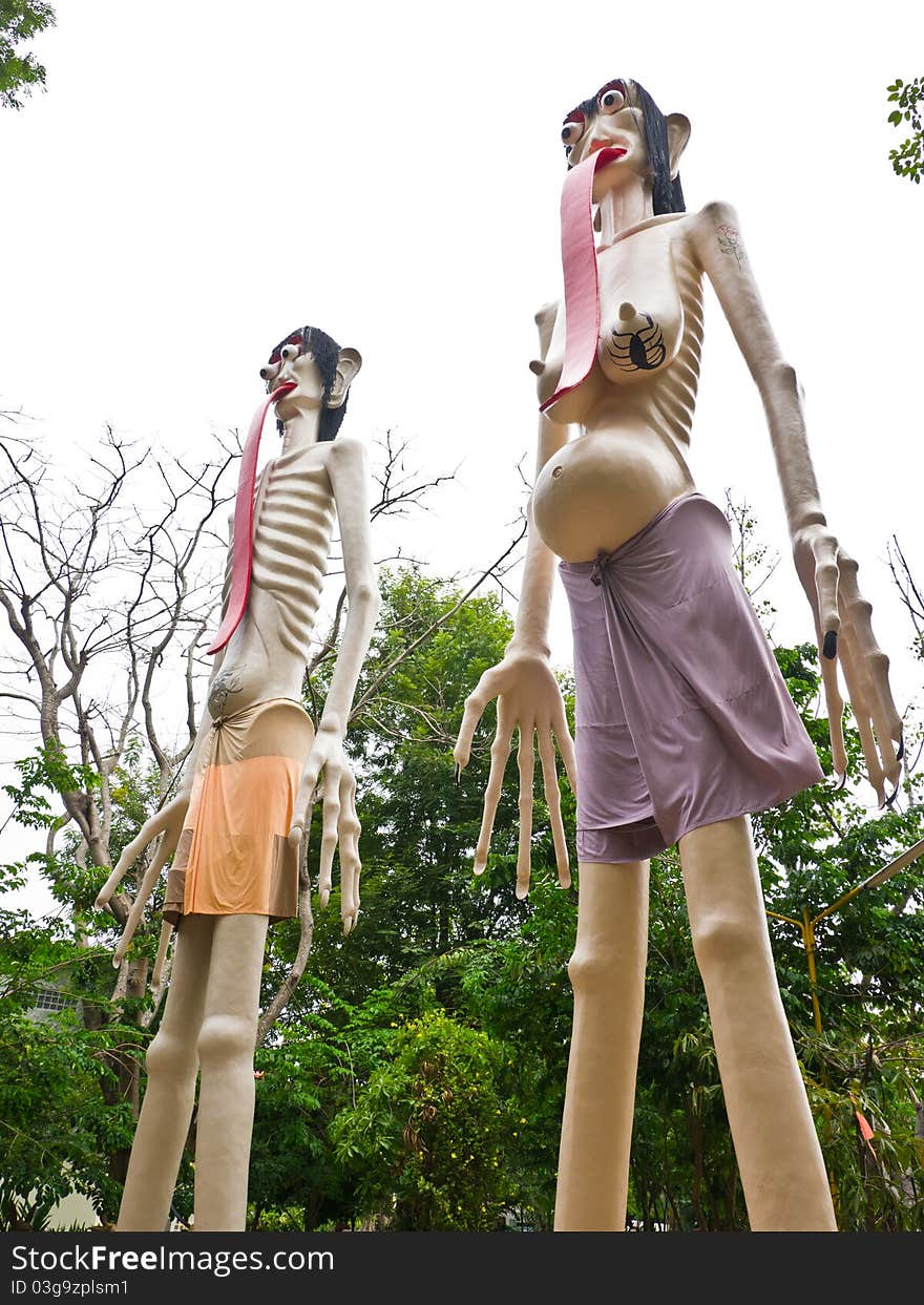 Demons from hell statue at Muang temple, Aungthong Thailand