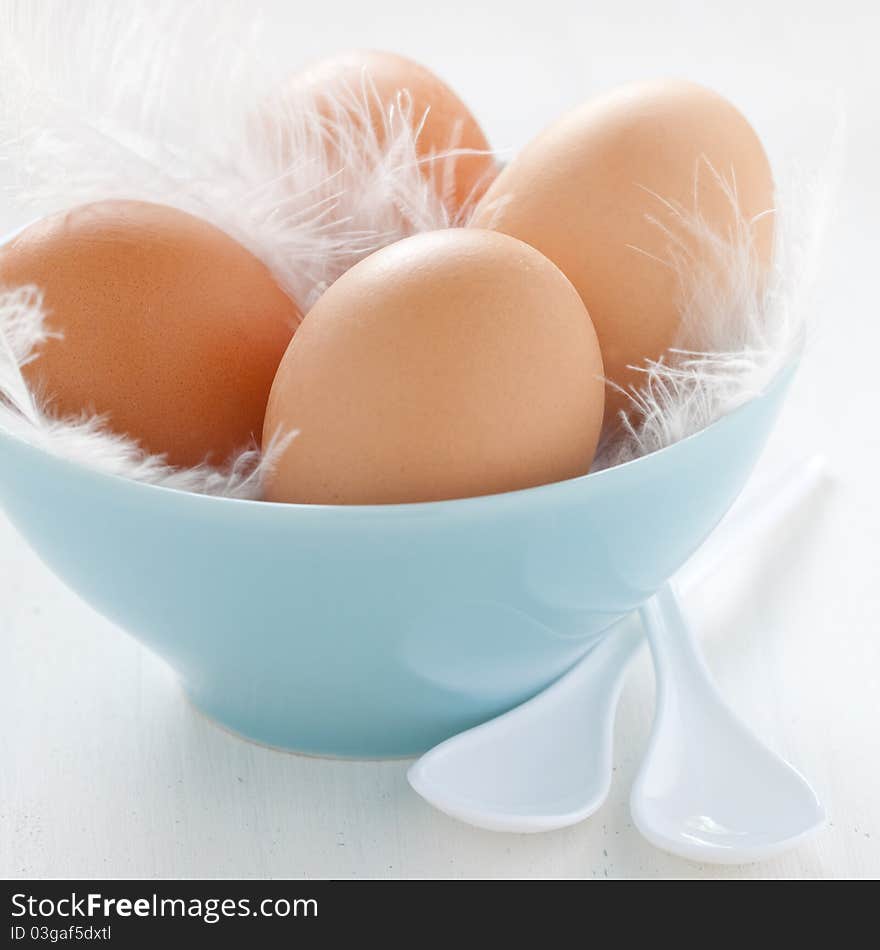 Fresh brown eggs in a bowl. Fresh brown eggs in a bowl