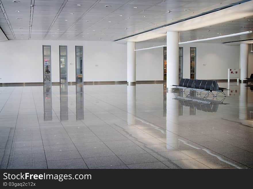 Modern and empty airport interior