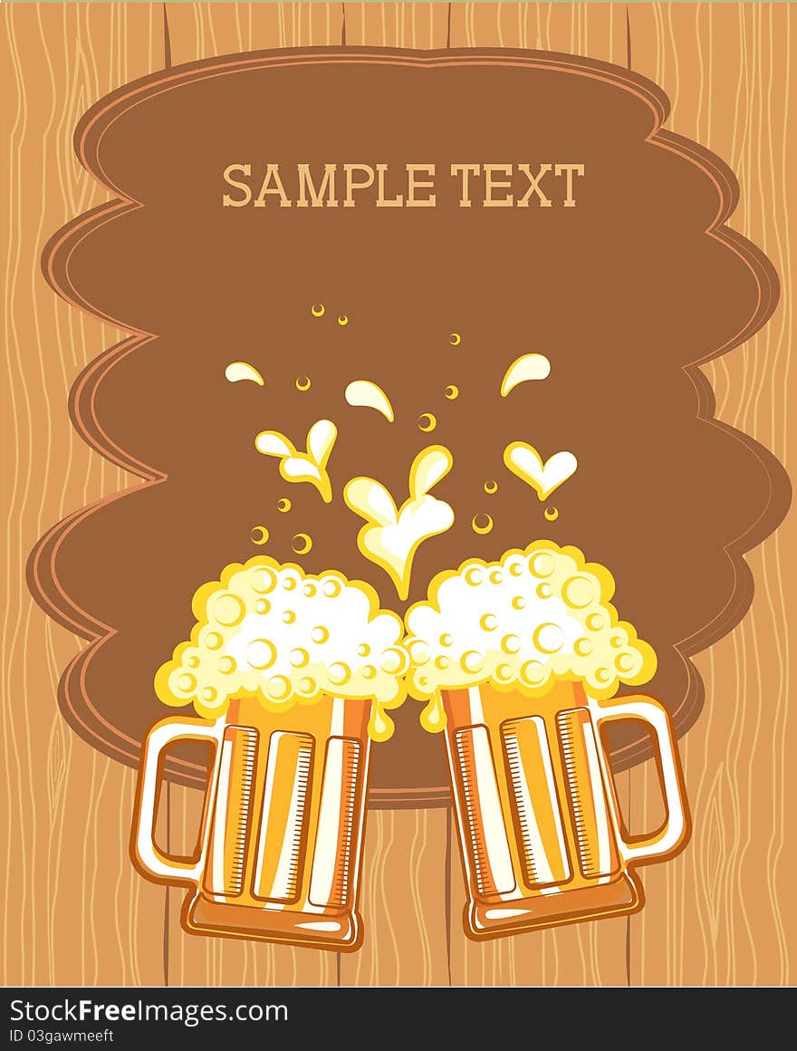 Glasses of beer.Vector color symbol of Illustration for design