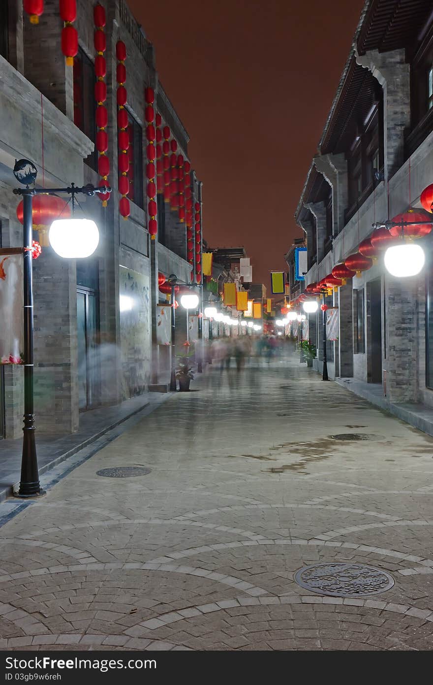 Night view of the alley, Beijing,China