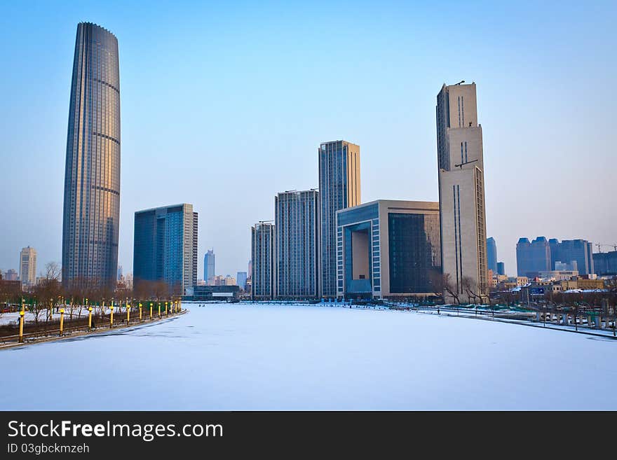 Buildings in Tianjin，after the snow.