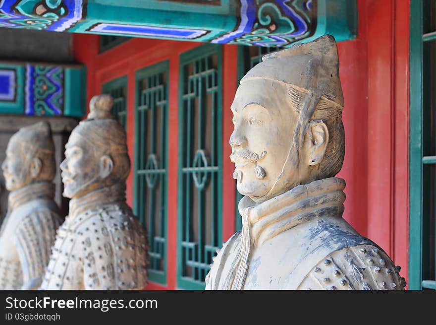 Close up picture of a terra cotta warrior statue. Close up picture of a terra cotta warrior statue