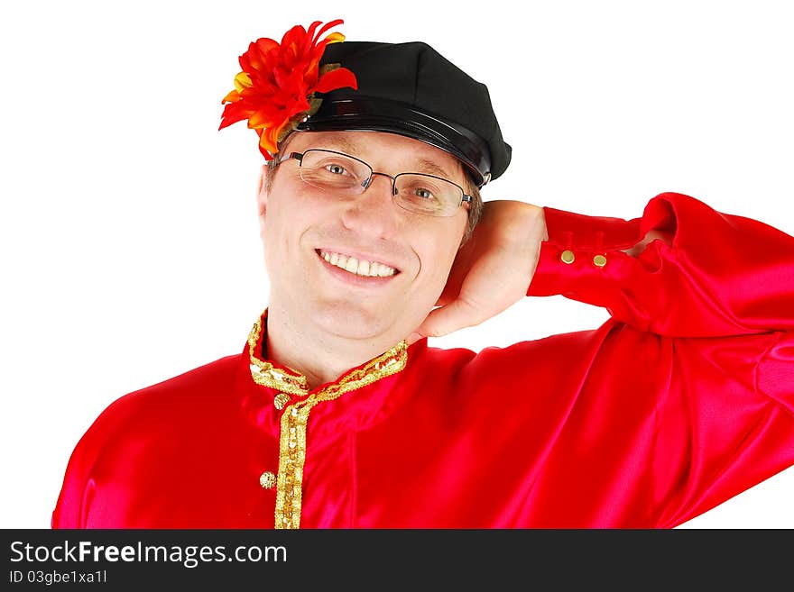 Russian cossack dancer man portreat closeup isolated on the white. Russian cossack dancer man portreat closeup isolated on the white.