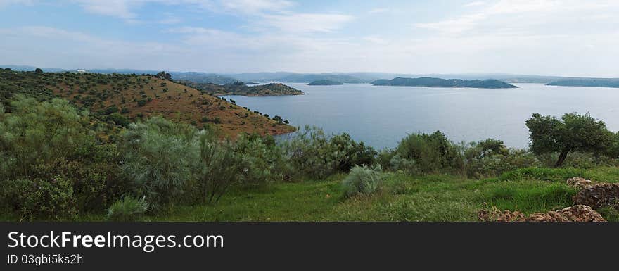 Lake among Mediterranean hills