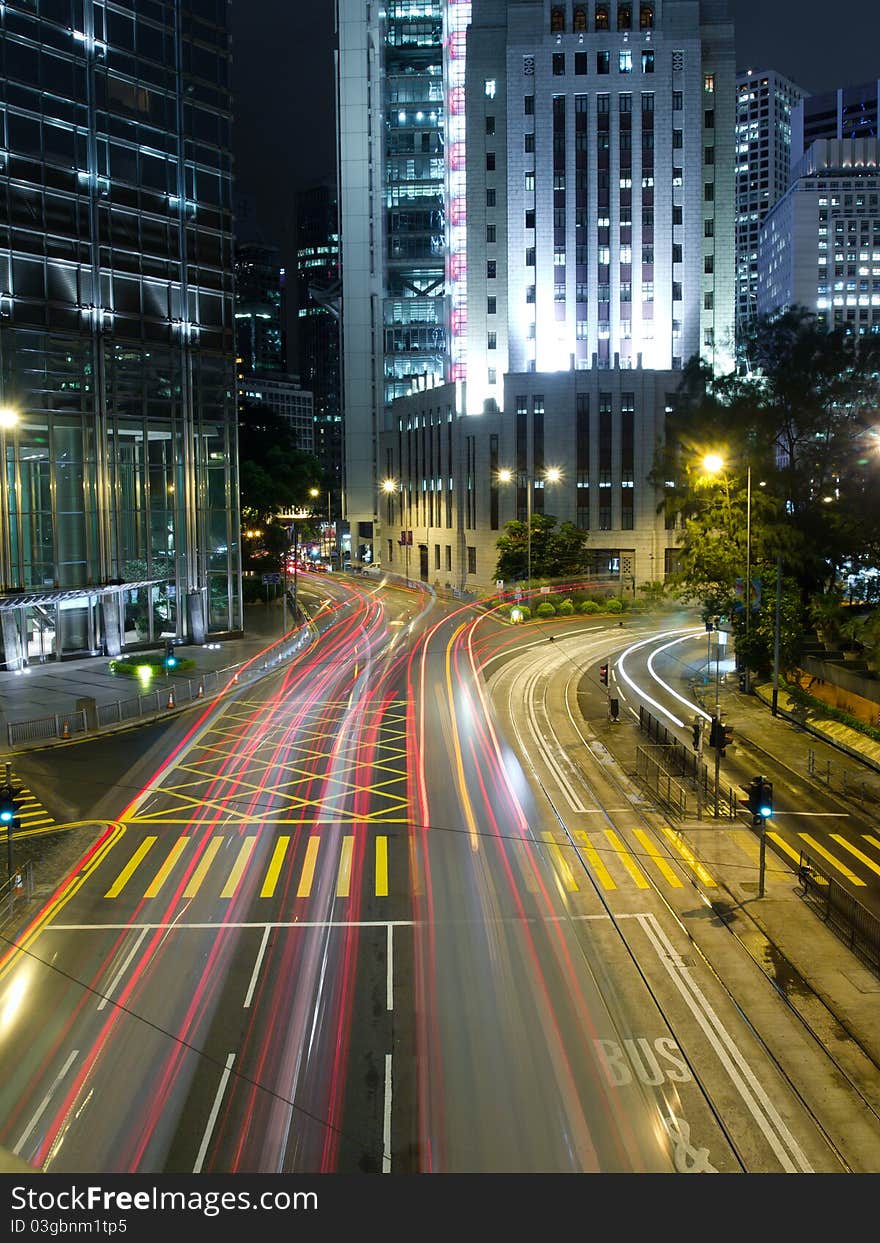 Traffic of amazing city Hong Kong at night. Traffic of amazing city Hong Kong at night