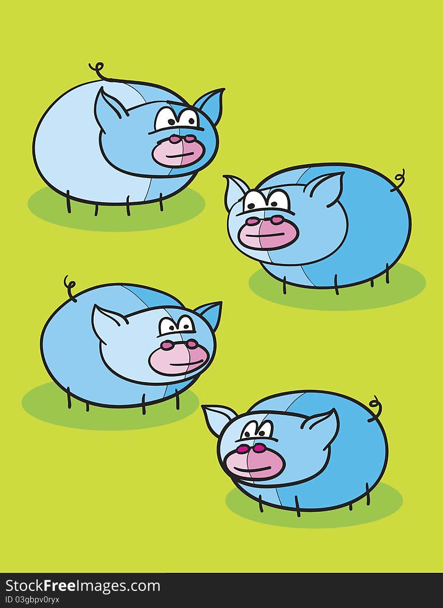 Blue Pigs Cartoon