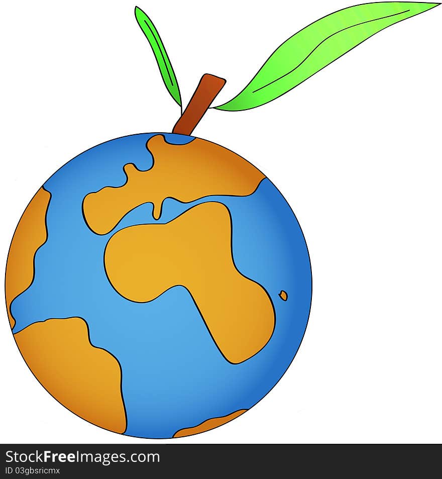 Illustration of planet earth presented in symbolic environmental style. Illustration of planet earth presented in symbolic environmental style